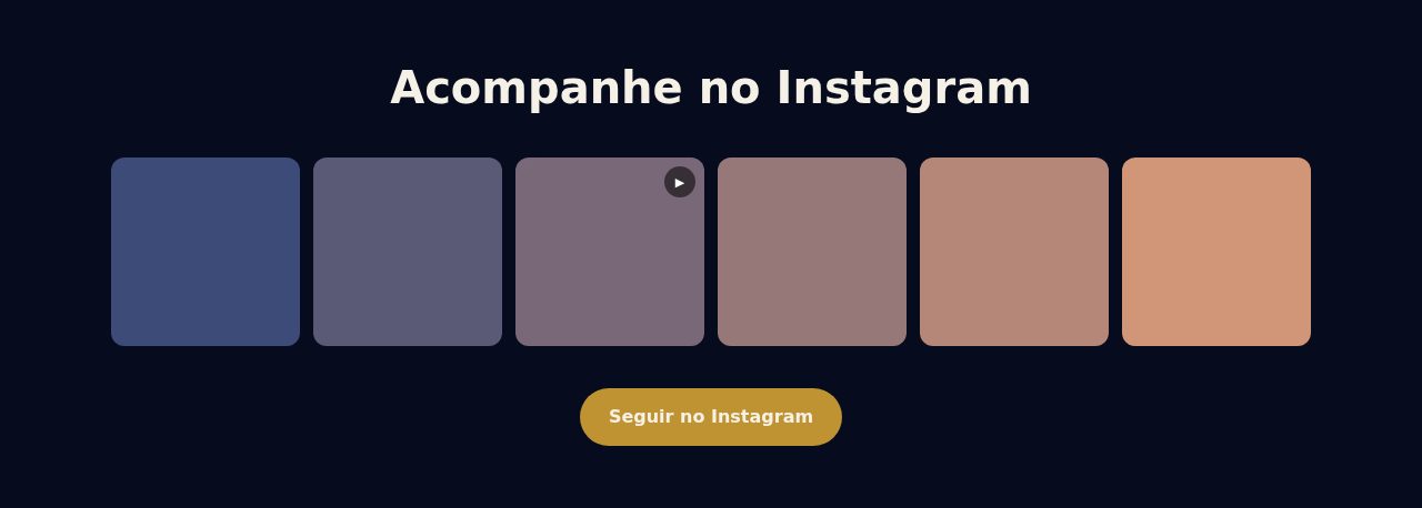 Faixa Acompanhe no Instagram com seis fotos e o botão Seguir no Instagram